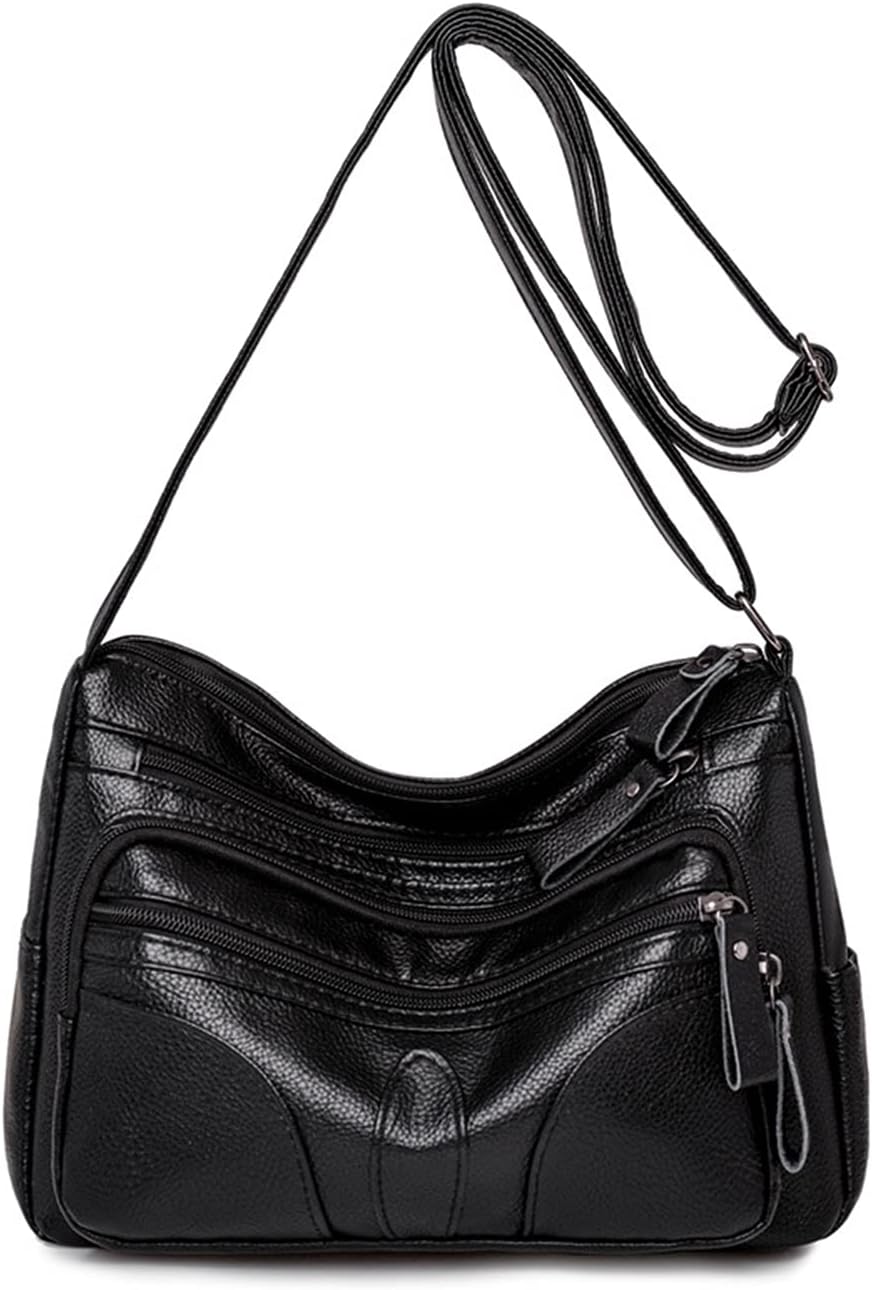 PORRASSO Damen Umhängetasche Casual Schultertasche Leder Wasserdicht Messenger Bag Handtasche für Ar