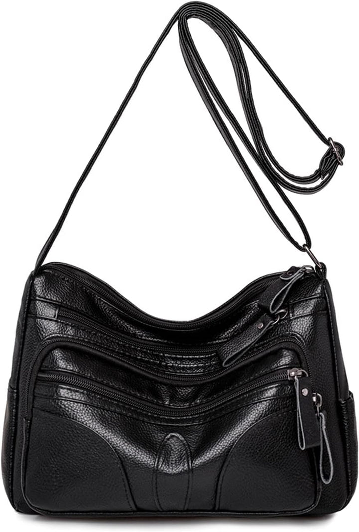 PORRASSO Damen Umhängetasche Casual Schultertasche Leder Wasserdicht Messenger Bag Handtasche für Ar