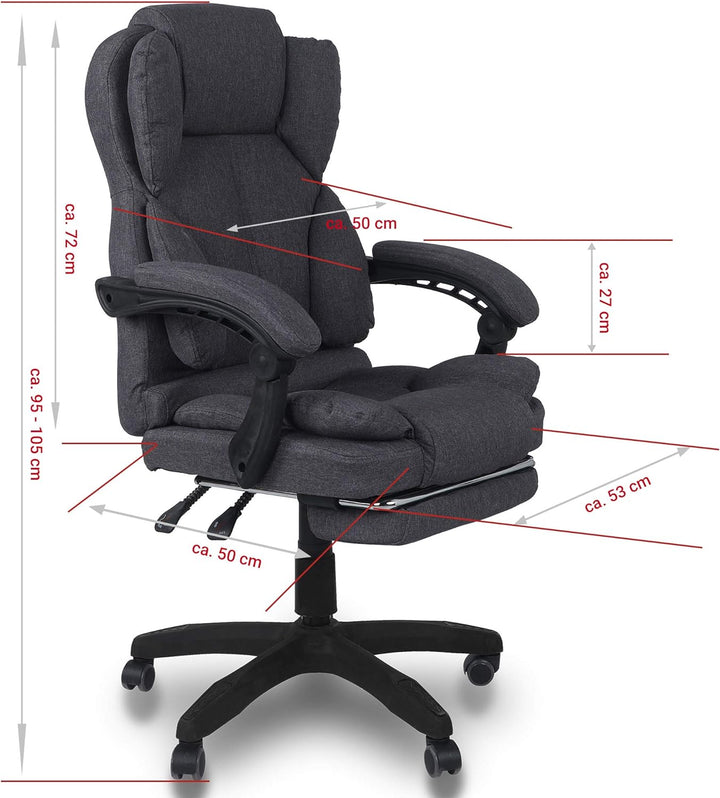 Trisens Bürostuhl, ergonomischer Schreibtischstuhl Stoff Chefsessel mit gepolsterten Armlehnen und K