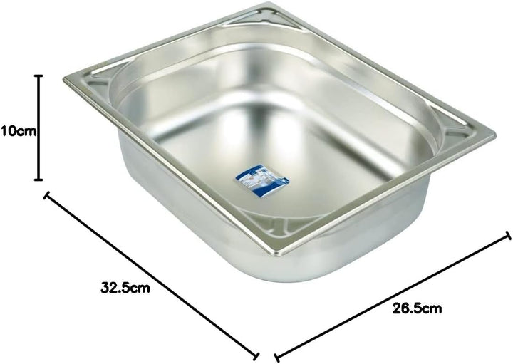 METRO Professional GN-Behälter 1/2, Edelstahl, Höhe 100 mm, lebensmittelechter und hitzebeständiger