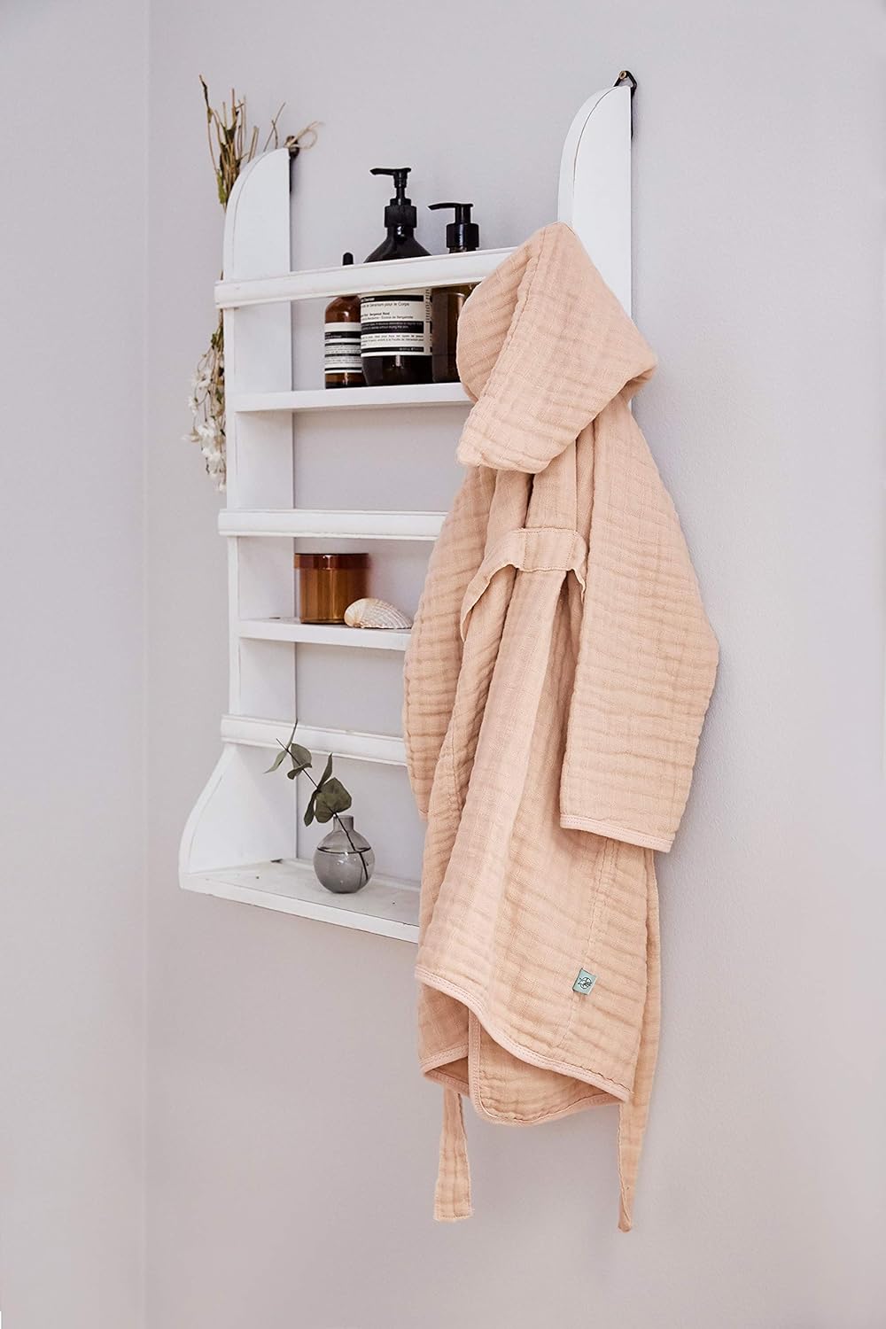 LÄSSIG Kinder Bademantel Baumwolle/Muslin Bathrobe 12-18 Monate Rosa, 12-18 Monate Rosa
