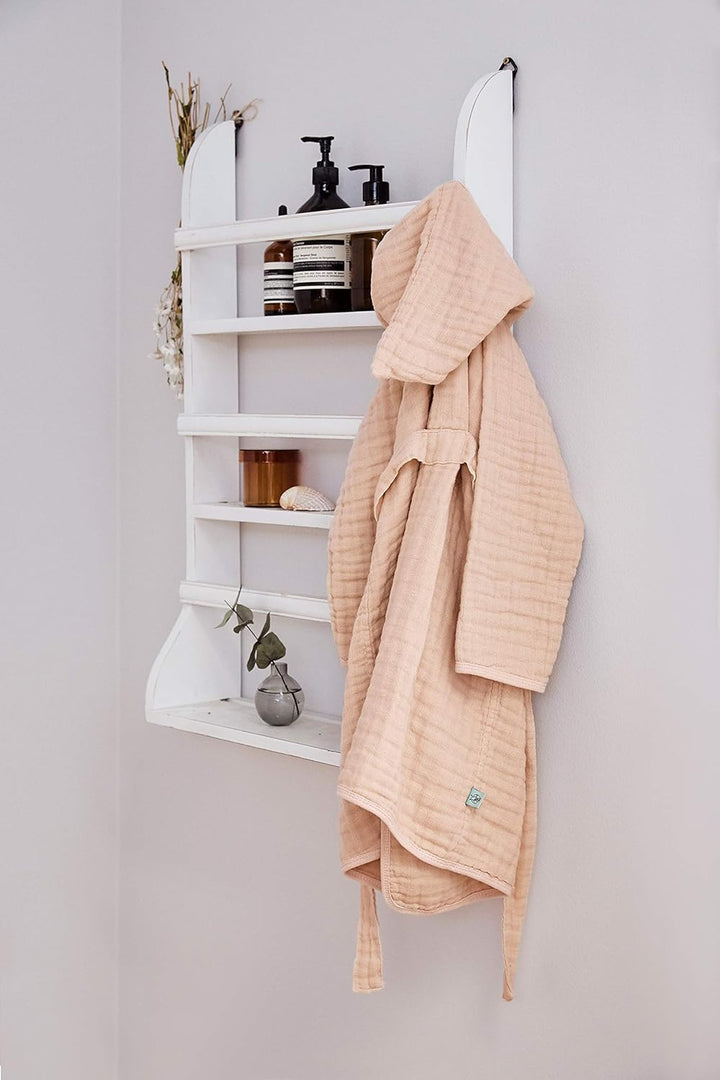 LÄSSIG Kinder Bademantel Baumwolle/Muslin Bathrobe 12-18 Monate Rosa, 12-18 Monate Rosa