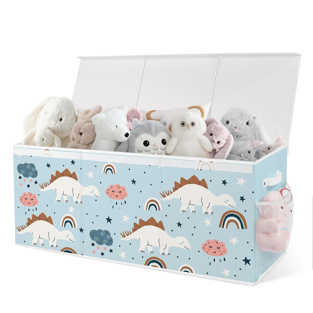 omedecal Spielzeugkiste Aufbewahrungsbox mit Deckel Kinder 96 x 32 x 40 cm, Faltbare und Platzsparen