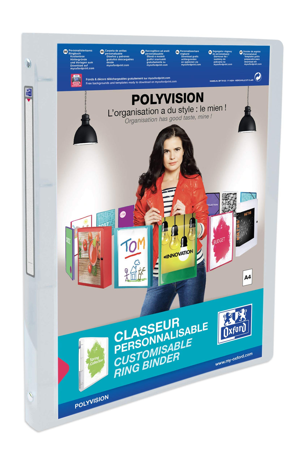 Oxford Ringbuch A4, polyvision, 4 Ringe, 2 cm Rücken, transparent, 12 Stück Farblos 12 Stück, Farblo