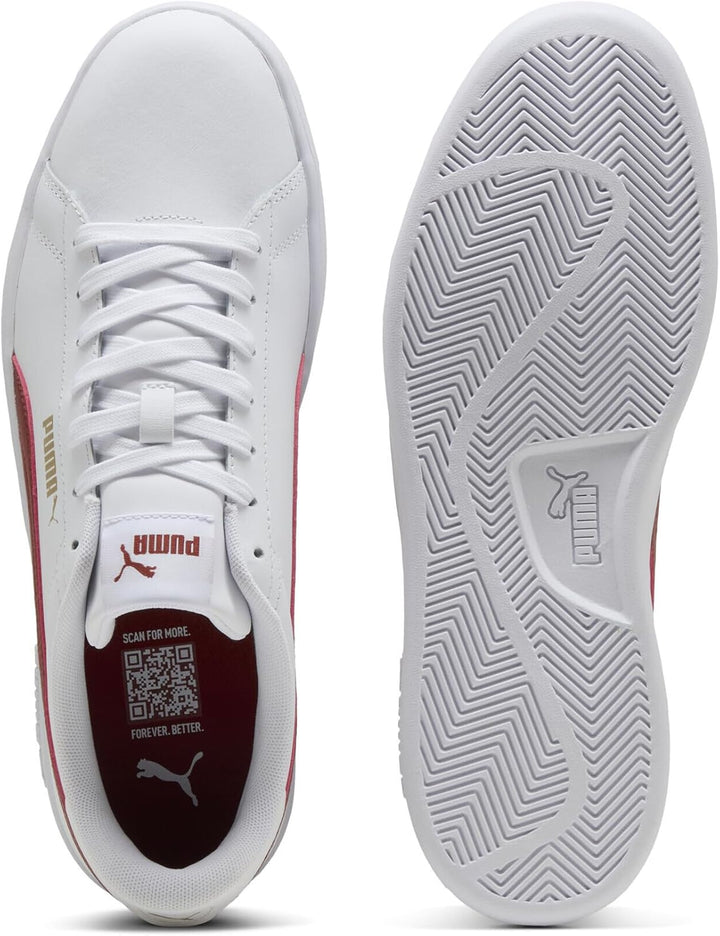 PUMA Herren Smash 3.0 L Sneaker 36 EU White Bordeaux Red, 36 EU White Bordeaux Red
