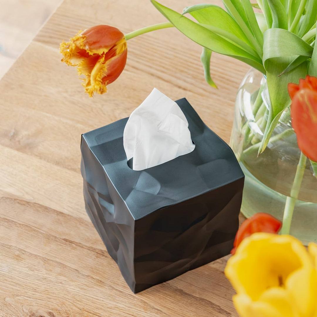 Essey Kosmetiktücher-Box Wipy Cube I, quadratischer Taschentuchspender, Design Taschentuchbox, schwa