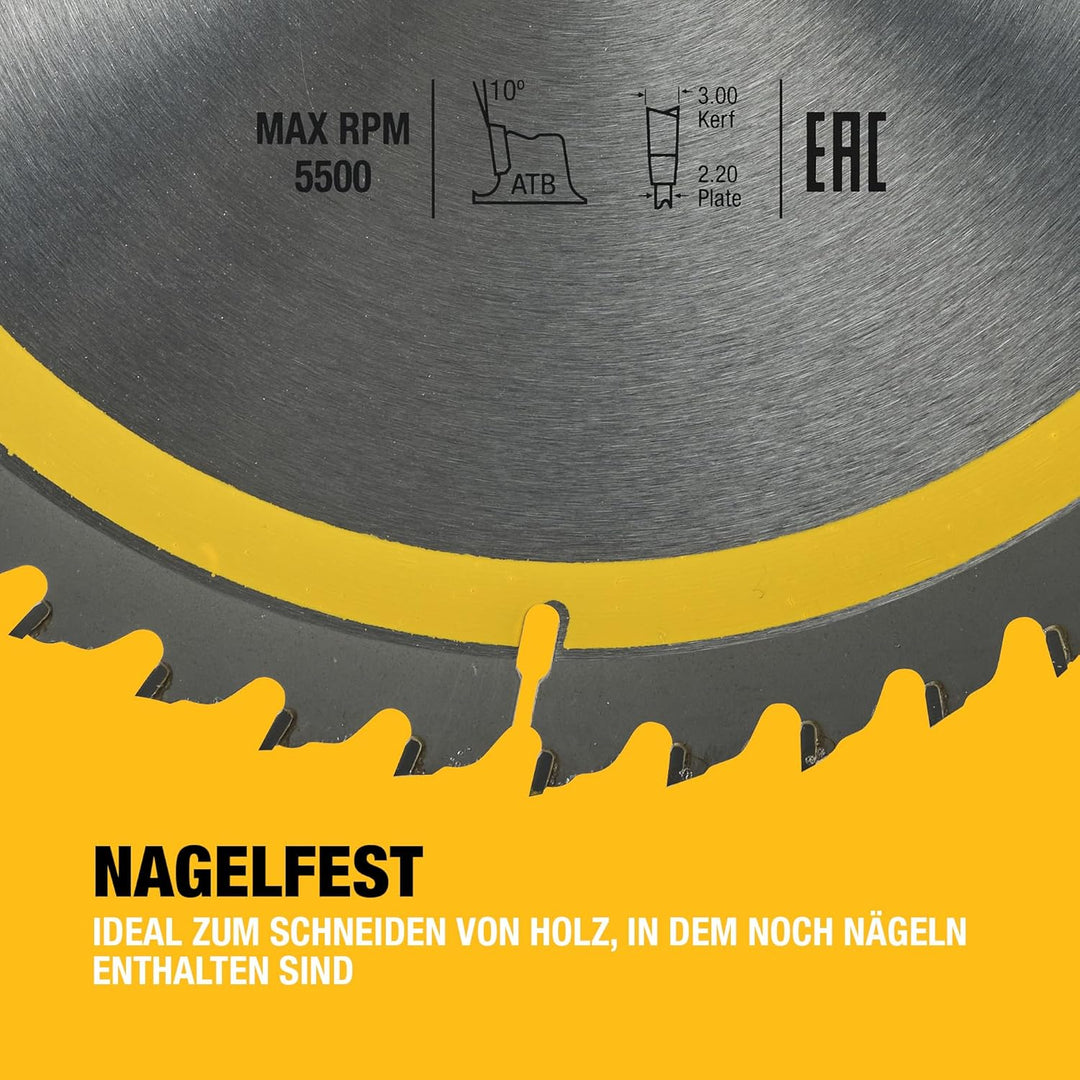 DEWALT Construction Kreissägeblatt DT1957 (für Stationärsägen, Sägeblatt-ø 250/30 mm, Schnittbreite: