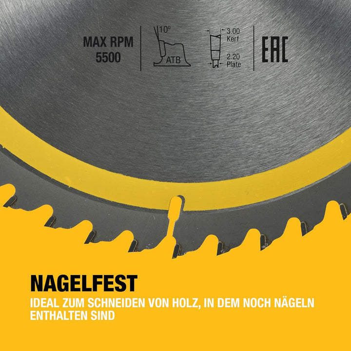 DEWALT Construction Kreissägeblatt DT1957 (für Stationärsägen, Sägeblatt-ø 250/30 mm, Schnittbreite: