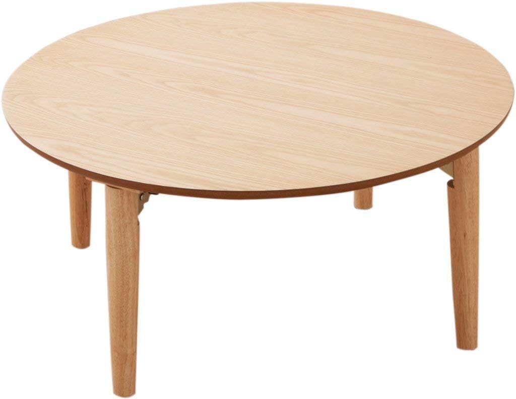 EMOOR Klapptisch Holz, Klein-Rund Naturfarben, Couchtish Tatami Tisch, Klein-Rund Naturfarben
