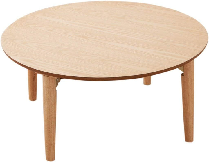 EMOOR Klapptisch Holz, Klein-Rund Naturfarben, Couchtish Tatami Tisch, Klein-Rund Naturfarben