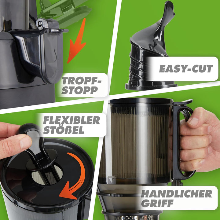 Nutrilovers Entsafter NUTRI-PRESS MAX Ganze Früchte entsaften Slow Juicer Slow Juicer Kaltpresse mit