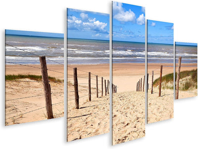 Bild auf Leinwand Weg zum Sandstrand Nordsee Wandbild Poster Kunstdruck Bilder Format: 170x80cm - 5