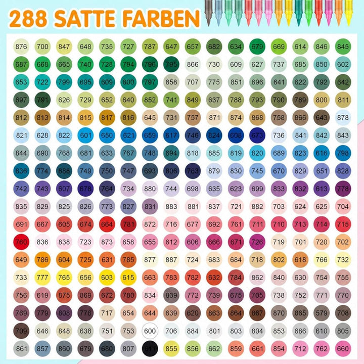 Efimeso 288 Farben Acrylstifte für Steine Wasserfest,Pinselmalstifte auf Wasserbasis Acrylic Paint M