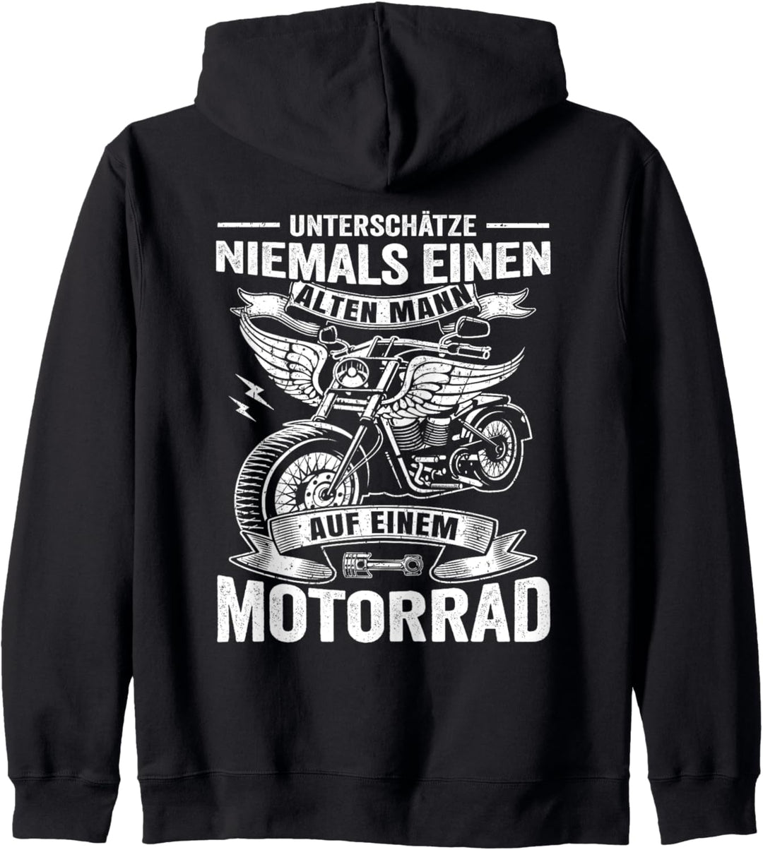 Unterschätze niemals einen alten Mann auf einem Motorrad Kapuzenjacke
