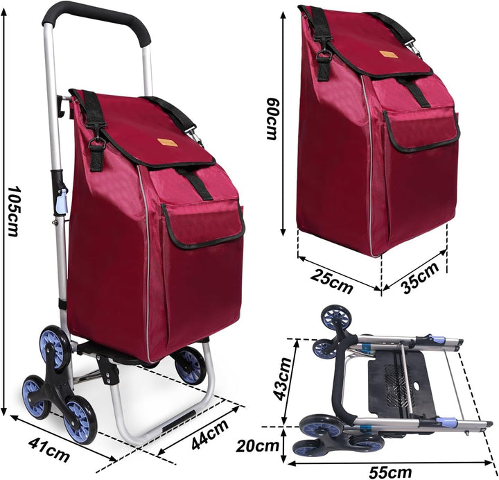 Einkaufstrolley, Trolley, klappbar, Einkaufstasche mit Rollen, Tasche abnehmbar, Einkaufstrolley Tre