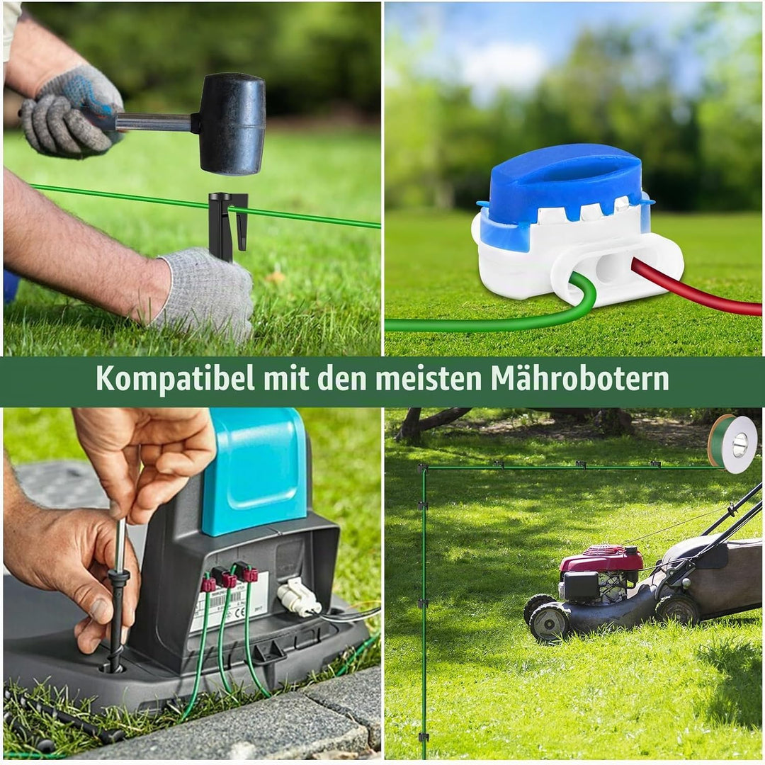 100m Begrenzungskabel Mähroboter + 50 Erdnägel + 10 Kabelverbinder Wasserdicht + 10 Abzweigverbinder