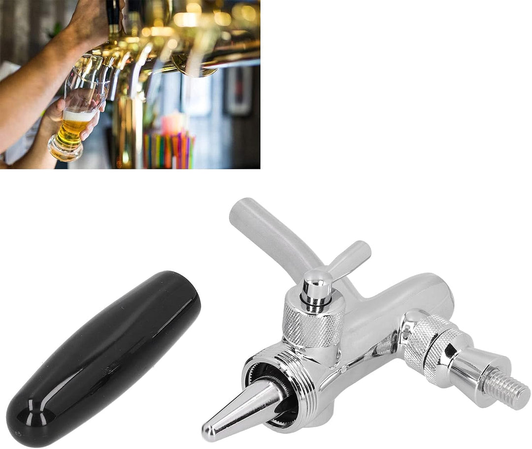Bierhahn M30 x 1.5 Gewinde Silber Edelstahl Verstellbarer Wasserhahn mit Langem Griff, Bier Getränke