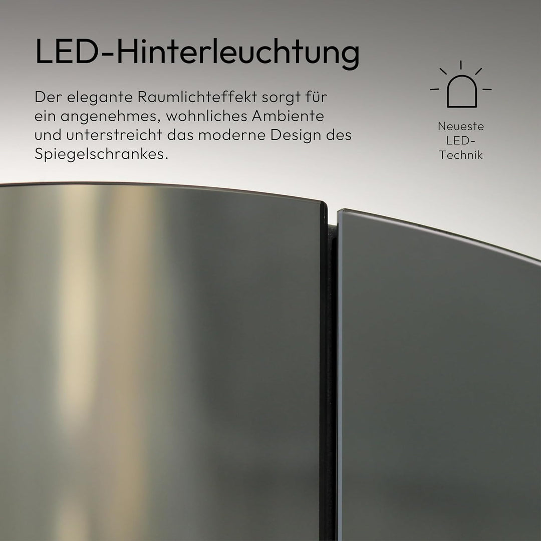 Talos Spiegelschrank Bad mit Beleuchtung rund Ø 60 cm - Badezimmer Spiegelschrank mit hochwertigem A