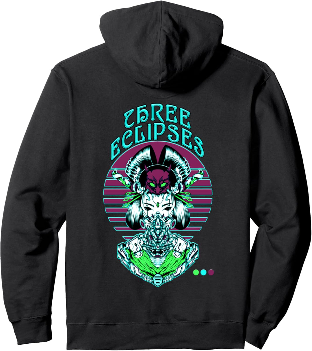 Japanische Geisha Hannya Maske Synthwave Streetwear Pullover Hoodie