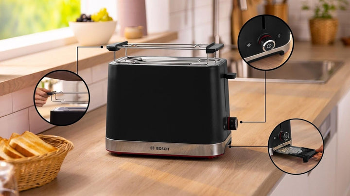 Bosch TAT4M223 Toaster 2 Scheiben 950 W schwarz Edelstahl