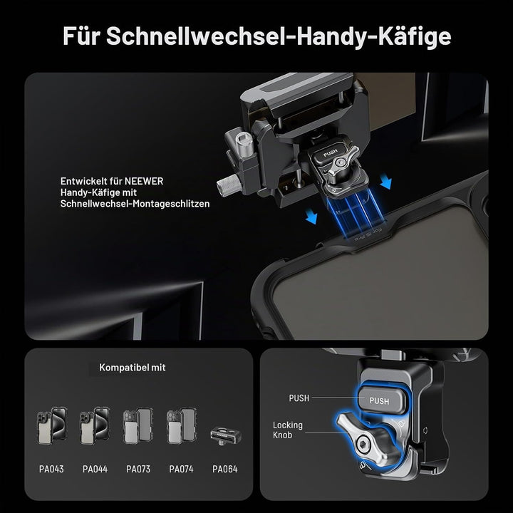 NEEWER SSD Halterung 40-65mm, Schnellverschluss, SSD Halter mit Kabelklemme, kompatibel mit SmallRig