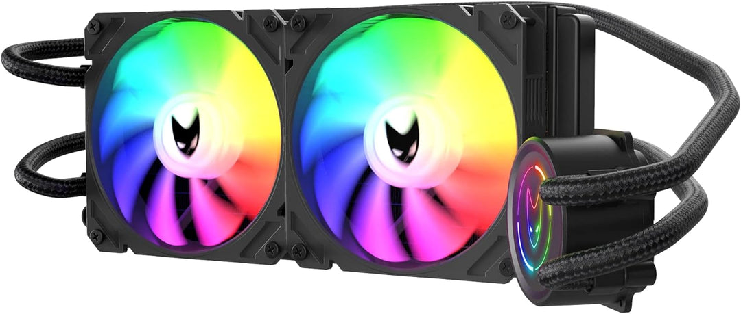 Oversteel - ZIRCON Flüssigkeitskühlung 240mm RGB, 2x PWM Lüfter 120mm RGB, TDP 200W, Kompatibel mit