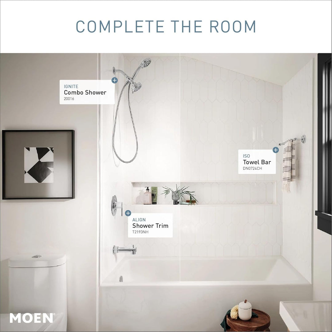 Moen T2193NH Align Posi-Temp Pressure Balancing Modern Tub and Shower Trim Kit Without Showerhead Va