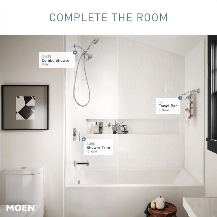 Moen T2193NH Align Posi-Temp Pressure Balancing Modern Tub and Shower Trim Kit Without Showerhead Va