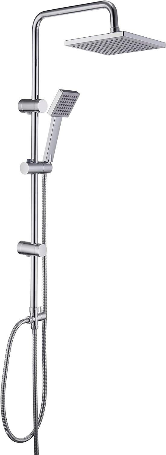 JOHO Edelstahl Duschsystem ohne Duscharmatur Chrom Duschset Überkopfbrauseset mit ABS Kopfbrause 20x