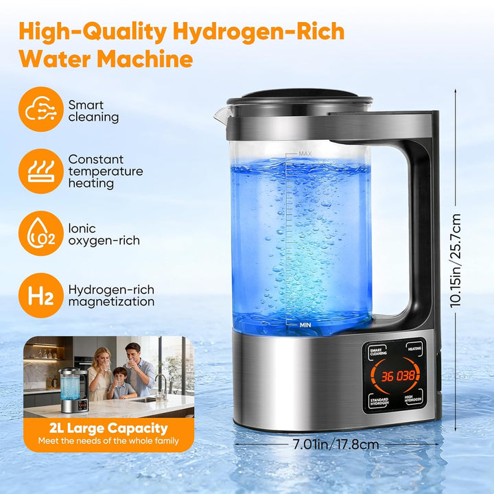 Jradse Wasserstoffgehaltener Wassergenerator, 2 l, tragbar, wasserstoffreich, mit PTC-Heizung, LED-B