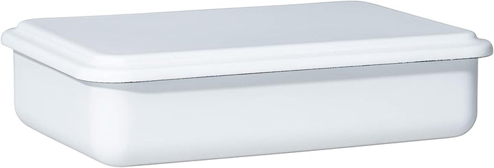 Riess, 0416-033, Vorratsbehälter mit Deckel, 23x15x5cm, Emaille, Design SERVE + STORE, WEISS, Gewich