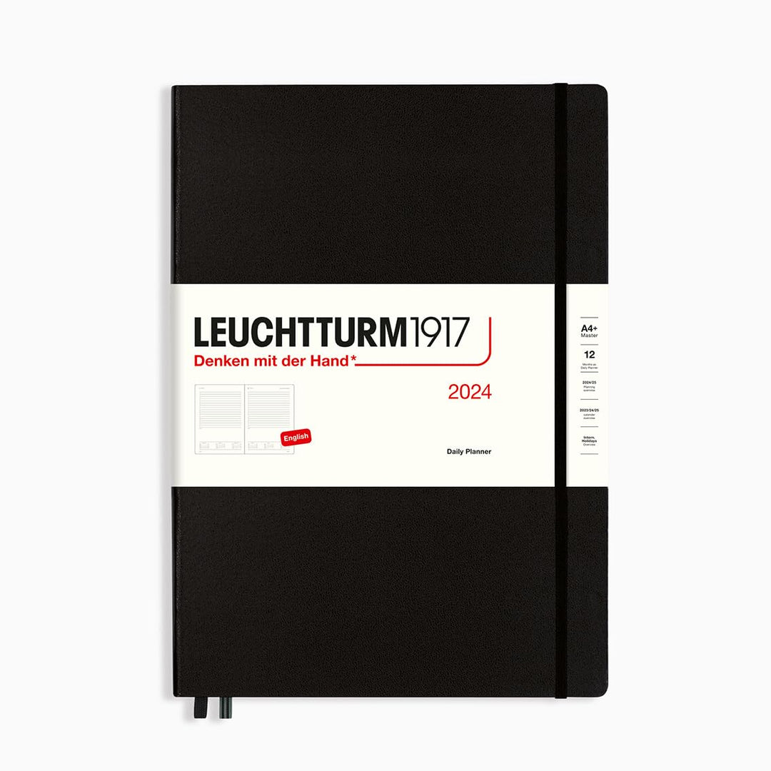 LEUCHTTURM1917 367874 Tageskalender Master (A4+) 2024, Schwarz, Englisch, 12 Monate Schwarz Master (