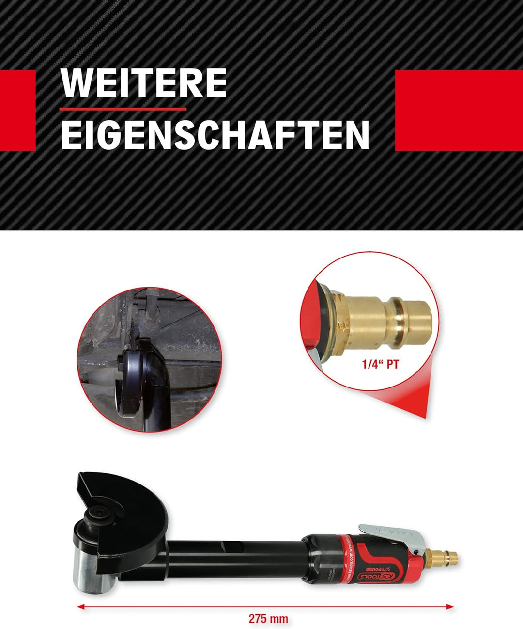 KS Tools Trenn-Stabschleifer Druckluft lang 1/4"515.5560 I Druckluftschleifer mit Geschwindigkeitsre