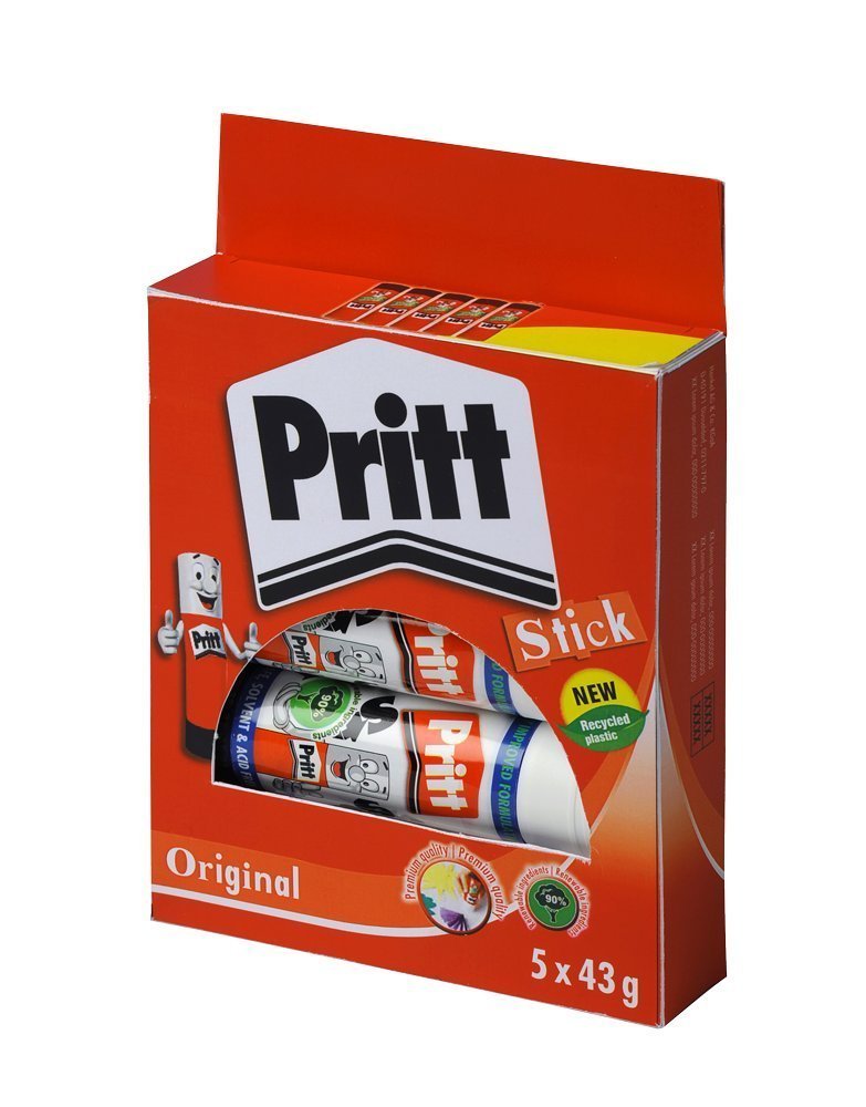 Pritt Fester, waschbarer, ungiftiger Klebstoff, 43 g, gross, 10 Stück 2 Stift-Kleber-Pack-10 (Stick-