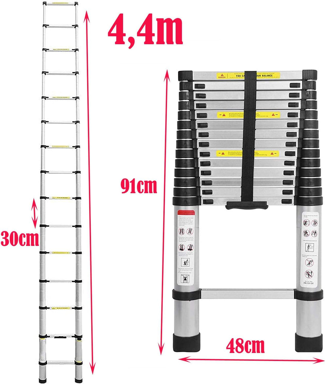 Teleskopleiter aus Aluminium, ausziehbar, Teleskopleiter, faltbar, Loft Ladder, EN131-zertifiziert,