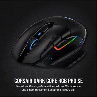 CORSAIR DARK CORE RGB PRO SE Wireless FPS/MOBA Gaming Maus Mit Qi Wireless Charging - 18.000 DPI - 8