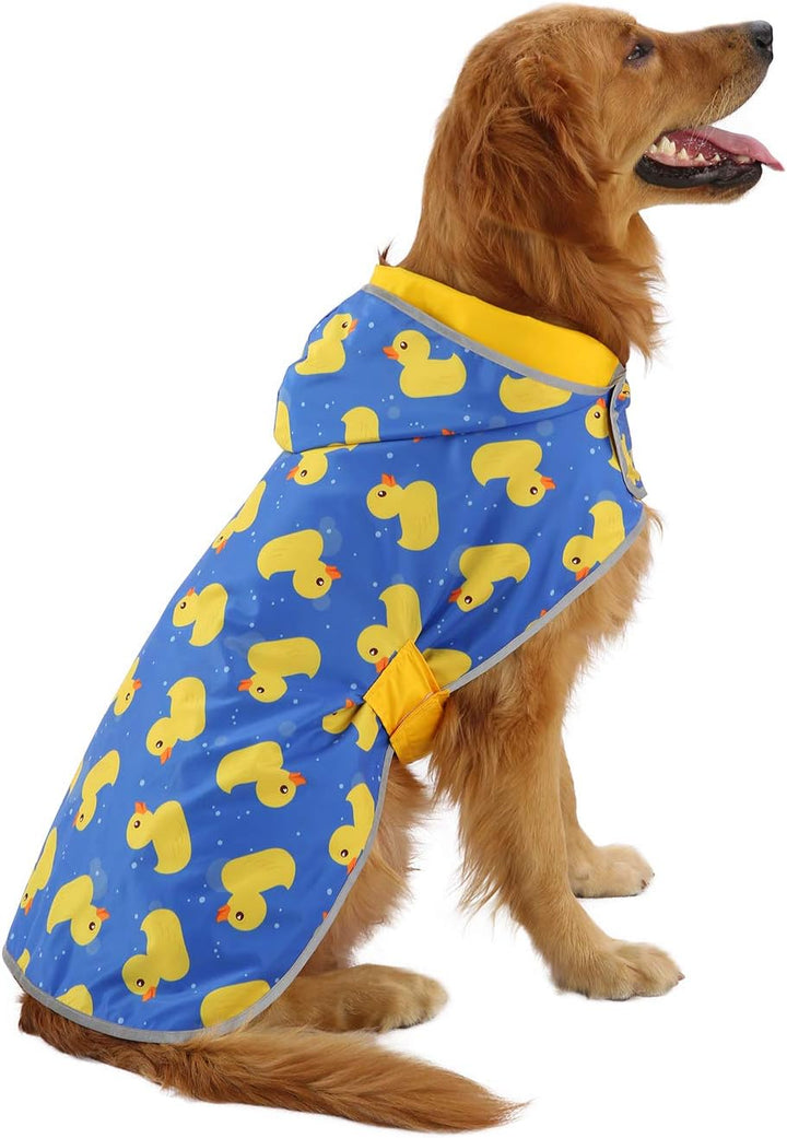HDE Wendbarer Hunde-Regenmantel mit Kapuze, Zupf-Poncho, Regenmantel, Jacke für kleine, mittelgrosse