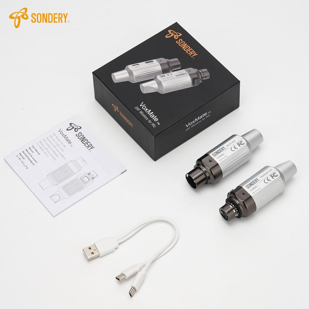 Sondery UHF Wireless XLR Sender und Empfänger Wiederaufladbar 7 Kanäle für dynamische Moving Coil Mi