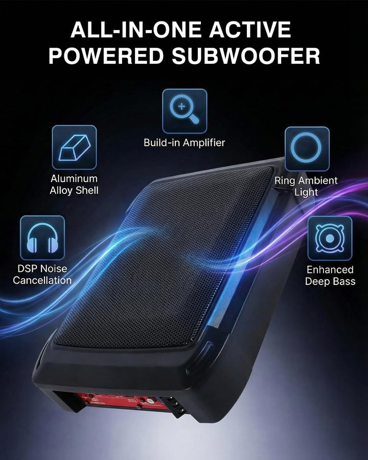 Ultraflacher Auto-Subwoofer, geeignet für Auto/Truck, mit integriertem Verstärker, unter den Sitzen