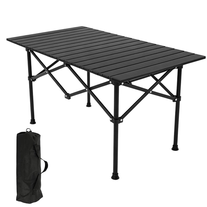 Campingtisch Klappbar, Tragbar Kohlenstoffstahl mit Tasche 95x56x50cm, Reisetisch mit aufrollbarer T