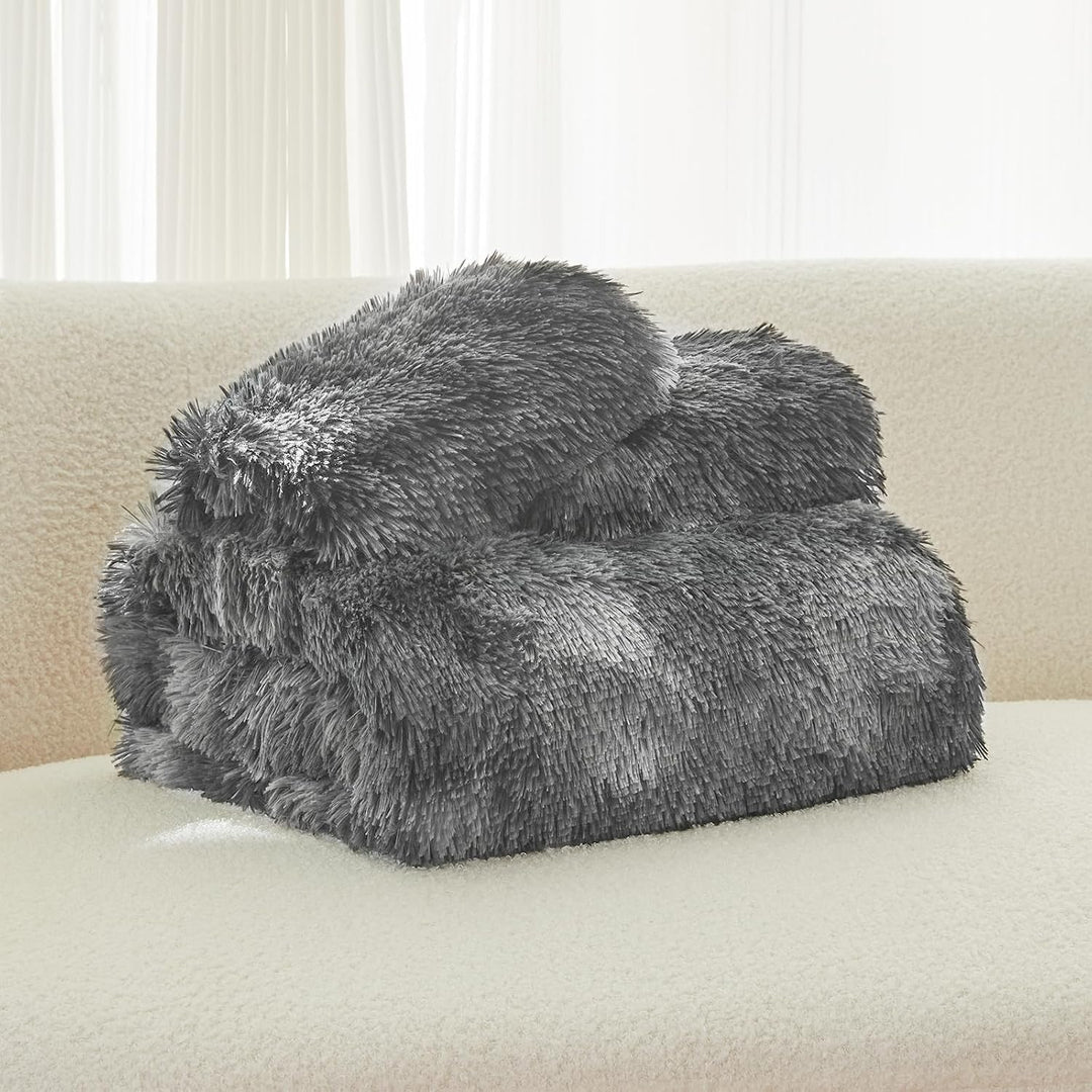 EMME Plüsch Bettwäsche Set 200x200cm Biber Flauschige Bettdecke Set für Bett Shaggy und Plüsch weich