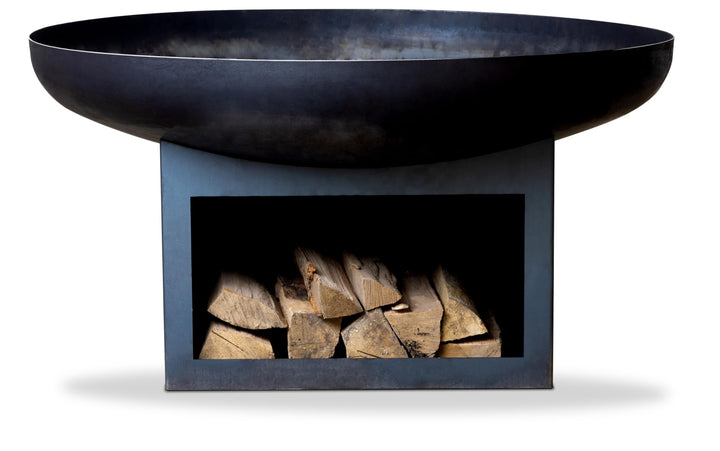 Feuerschale Palma 80 cm mit Holzfach, Feuerschale - Feuerstelle für den Garten, Terrasse und Balkon,