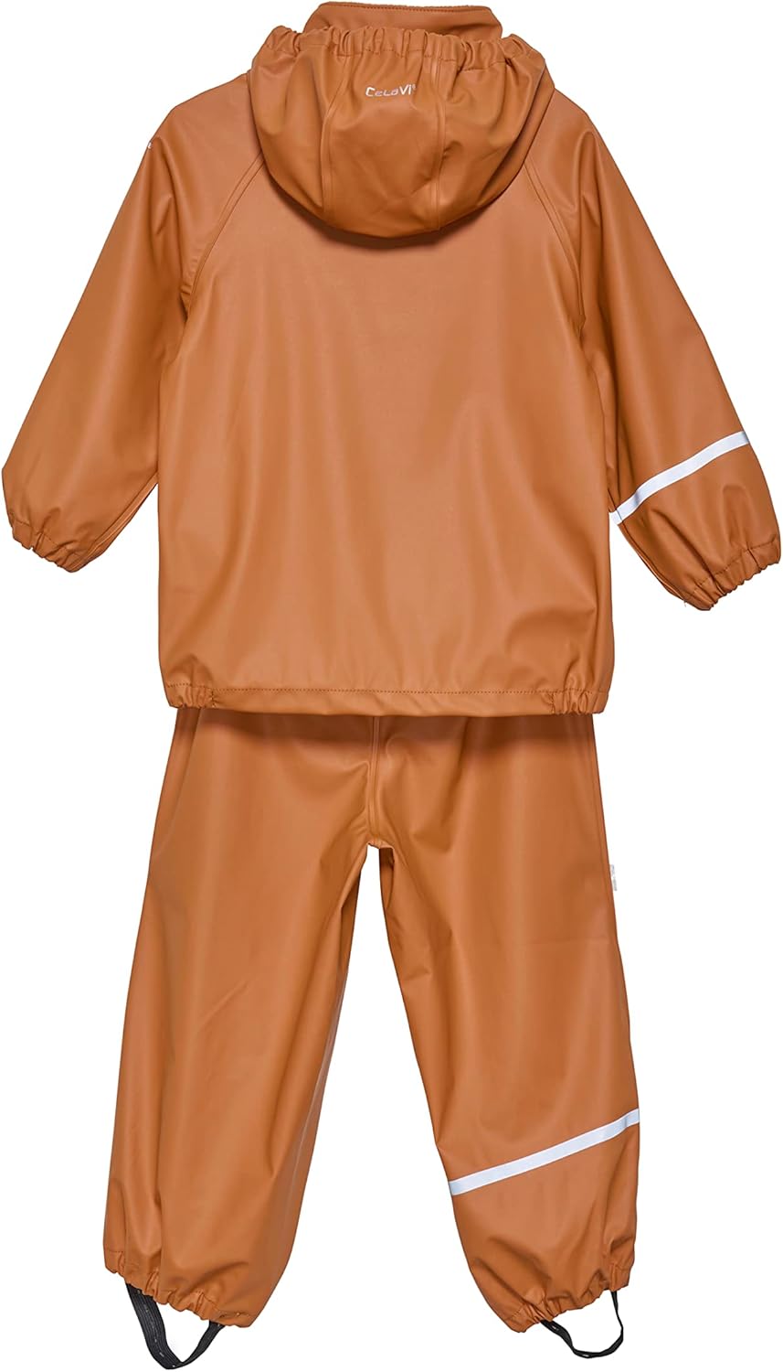 Celavi Unisex Kinder Basic Recycle Pu Rainwear Set 100 Amber Brown, 100 Amber Brown