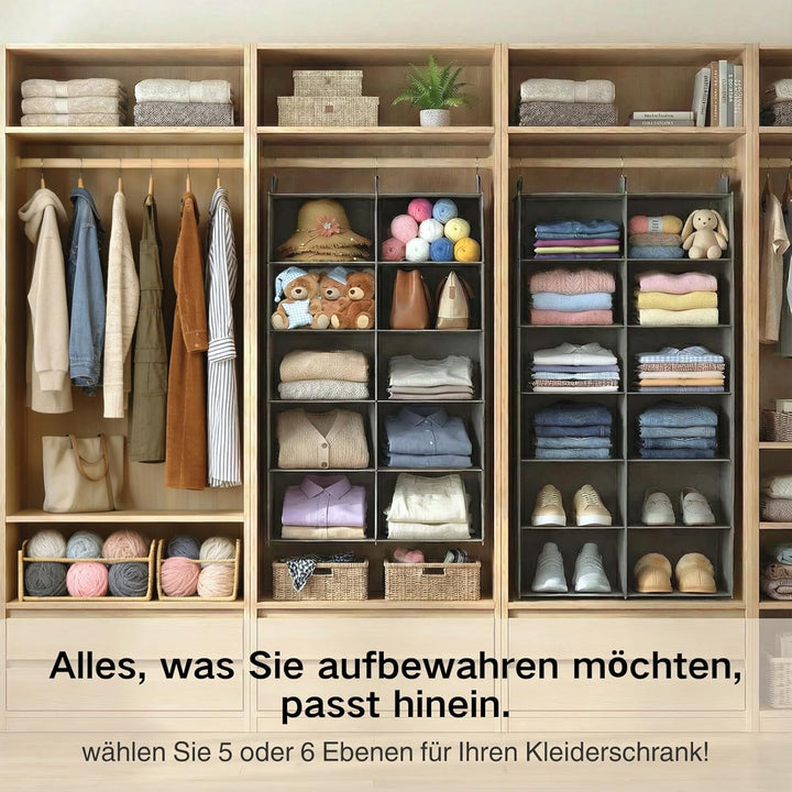 ALLTIDYUP Doppelreihe Hängeregal, Schrank Organizer für Kleidung, Faltbarer Kleiderschrank Organizer
