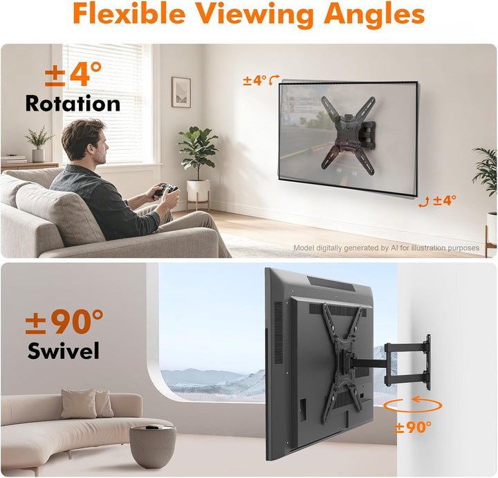 GRIFEMA GB1010 TV Wandhalterung – Schwenkbare Neigbare TV Halterung für 26–65 Zoll Flach &amp; Curved Fe
