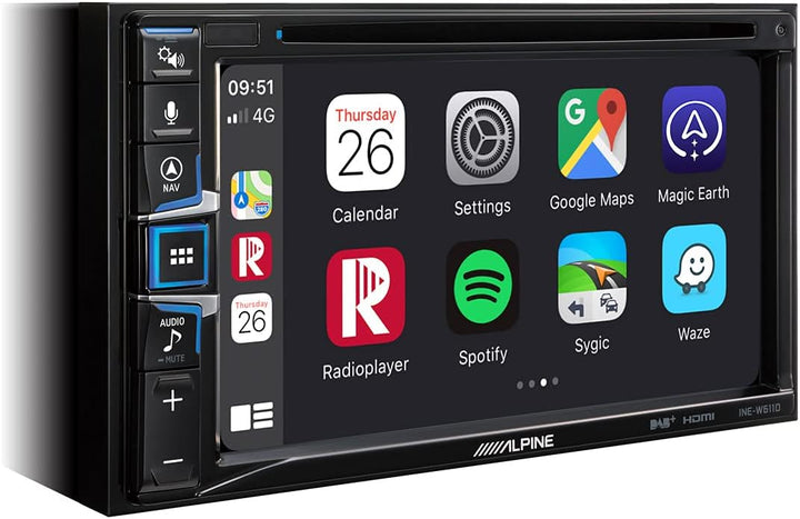 ALPINE INE-W611D Multimedia Autoradio, Farbe: schwarz, 2 DIN