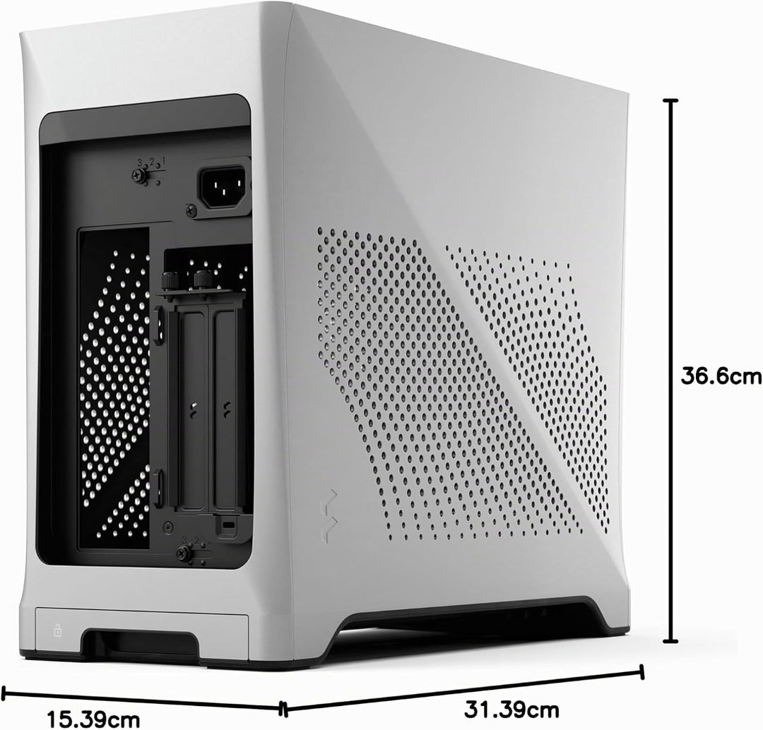 Fractal Design Era 2 ITX PC Case in Silver - Sleek Anodized Aluminum, Solid Walnut Top, Supports 3-S