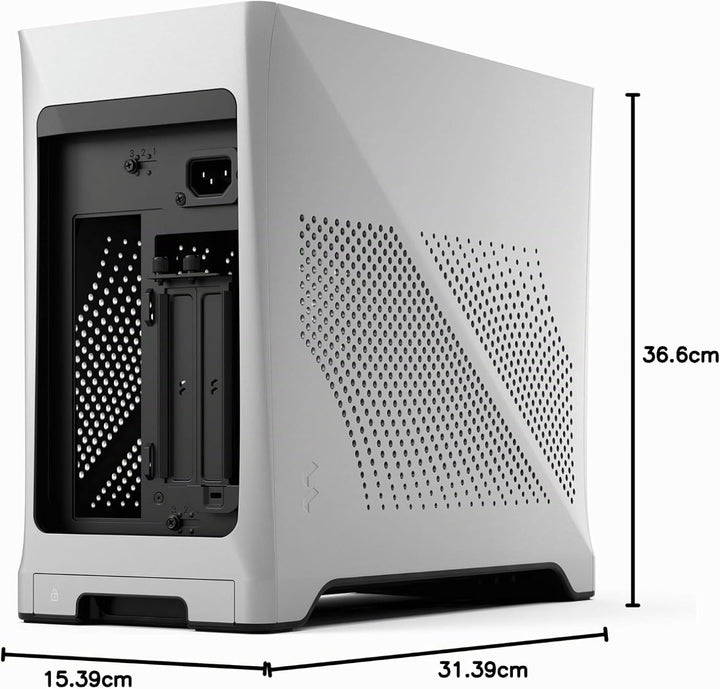 Fractal Design Era 2 ITX PC Case in Silver - Sleek Anodized Aluminum, Solid Walnut Top, Supports 3-S