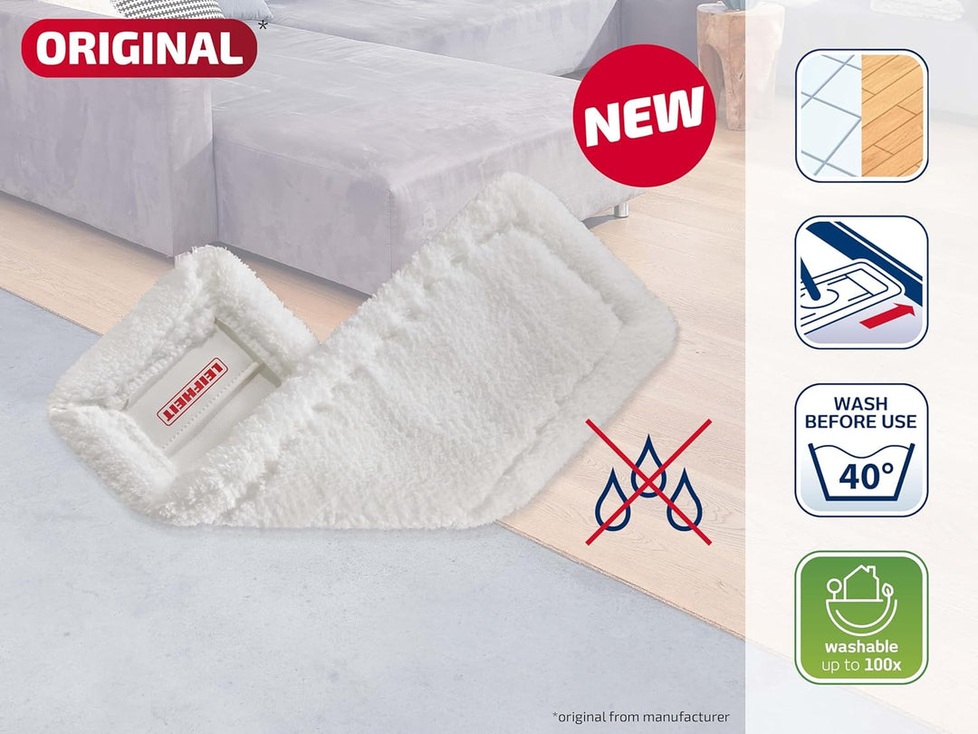 Leifheit 3er Set Wischbezug Profi XL, für Trocken- und Nassreinigung, waschbare Bodenwischer Bezüge