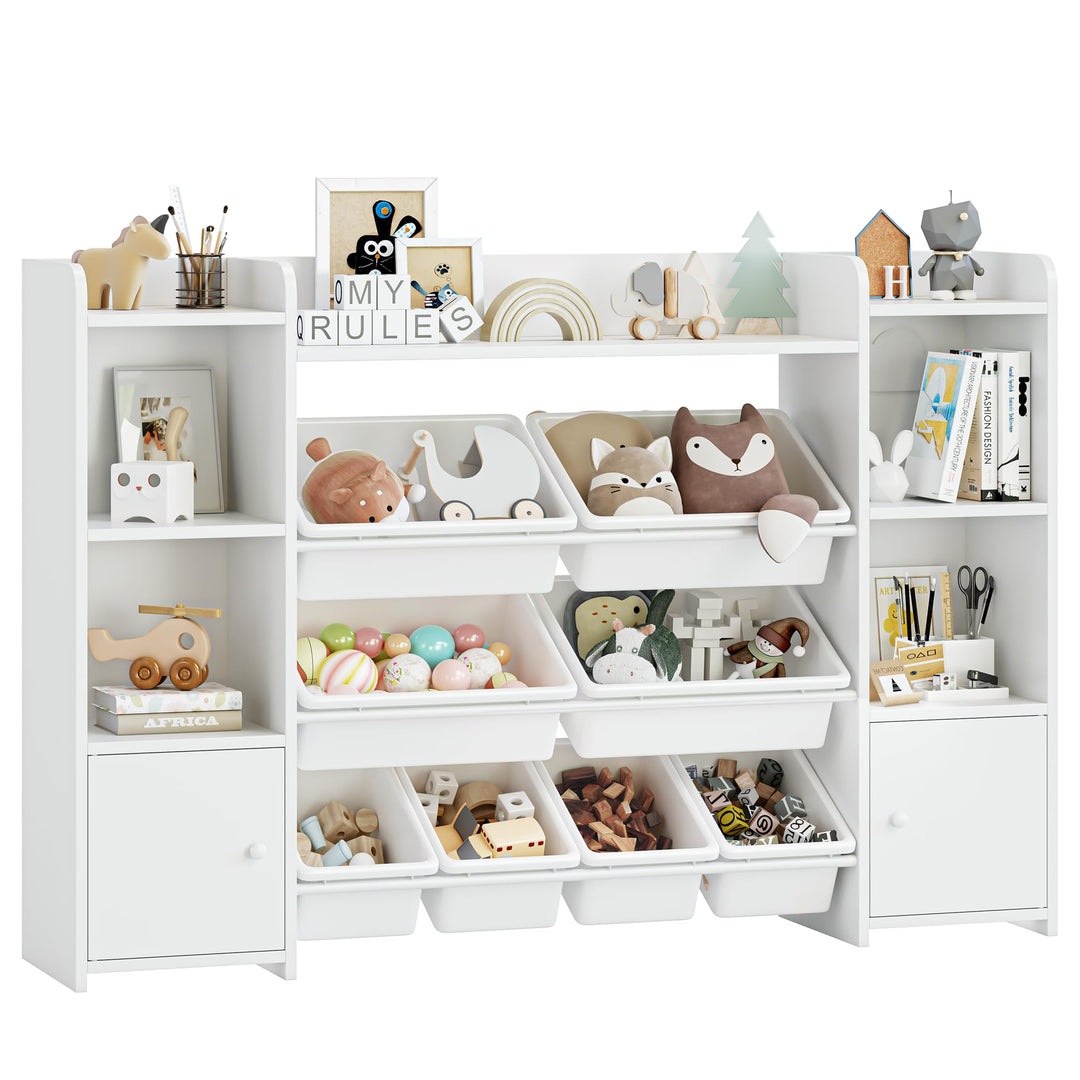 FOREHILL Kinderregal mit 8 Boxen Kinderschrank Holz Bücherregal für Kinder Aufbewahrungsbox Kinderzi